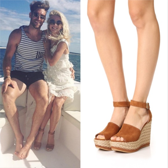 New Stuart Weitzman Saddle Brown Suede Espadrille Wedge Heel Sandals 10.5 - Picture 3 of 8